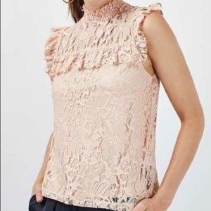 Topshop Lace Ruffle Shell Top